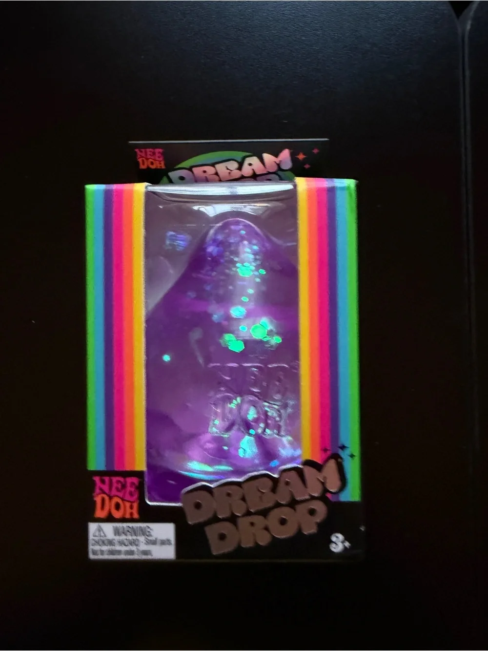 New Nee Doh Dream Drop Smooth Purple Glitter Squeeze Schylling Needoh Squishy